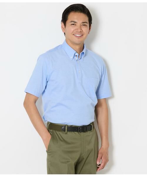 NEWYORKER / ニューヨーカー ポロシャツ | NY CARE FREE アポロコット プルオーバーボタンダウンポロシャツ（サックス）