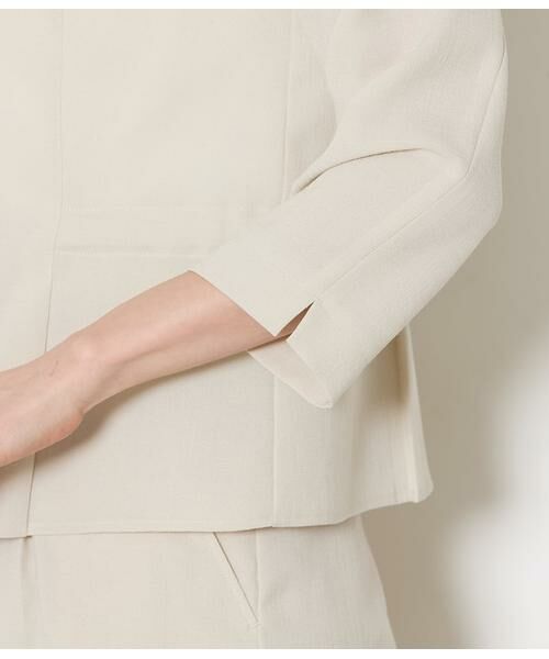 NEWYORKER / ニューヨーカー テーラードジャケット | リネンライクドライブレンド ノーカラーブラウスジャケット | 詳細3
