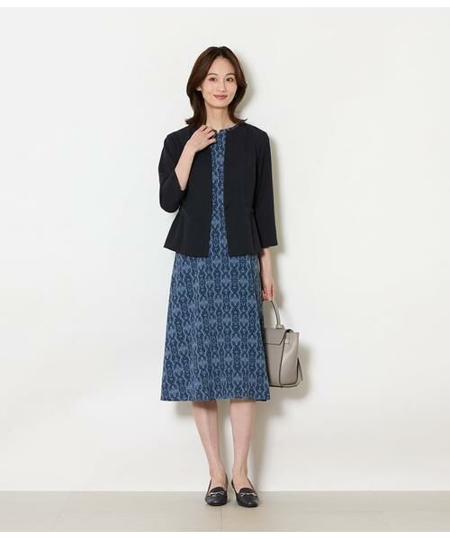 NEWYORKER / ニューヨーカー テーラードジャケット | リネンライクドライブレンド ノーカラーブラウスジャケット | 詳細9