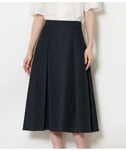 NEWYORKER / ニューヨーカー ミニ・ひざ丈スカート | ブルームジャカード タックフレアスカート | 詳細1