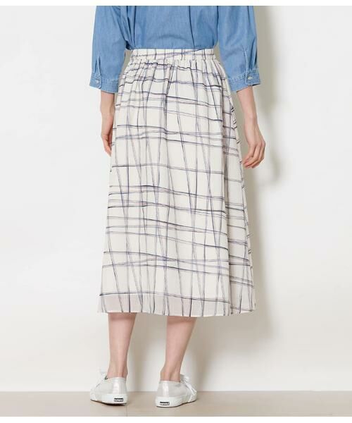 NEWYORKER / ニューヨーカー ミニ・ひざ丈スカート | シアースウィングチェック ゴムギャザースカート | 詳細2