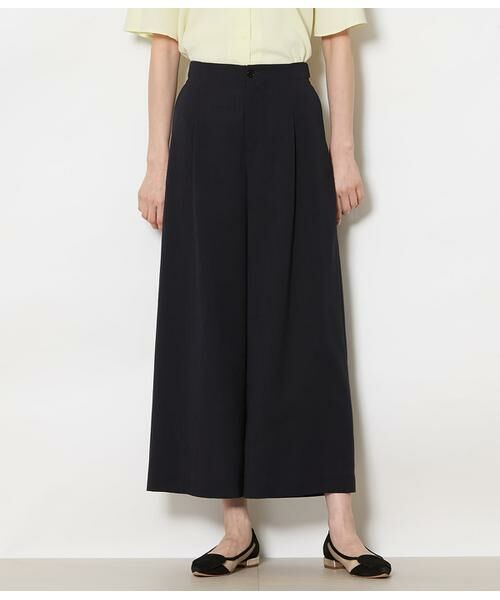 NEWYORKER / ニューヨーカー その他パンツ | リネンライクドライブレンド タックワイドパンツ(ネイビー) | 詳細1