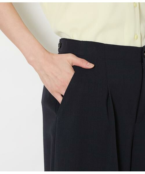 NEWYORKER / ニューヨーカー その他パンツ | リネンライクドライブレンド タックワイドパンツ(ネイビー) | 詳細4
