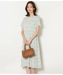 NEWYORKER / ニューヨーカー ミニ丈・ひざ丈ワンピース | ミモザプリント 半袖フレアワンピース