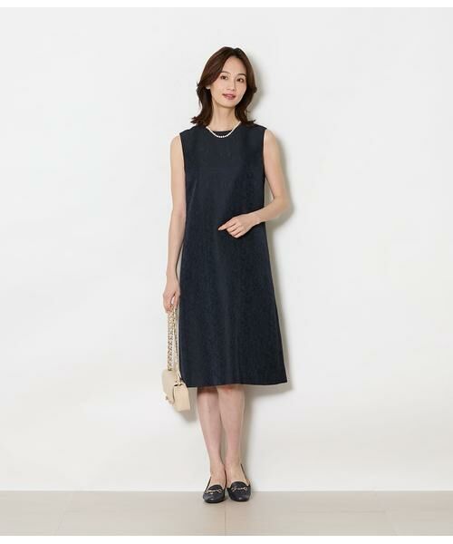 NEWYORKER / ニューヨーカー ミニ丈・ひざ丈ワンピース | ブルームジャカード ノースリーブワンピース | 詳細6