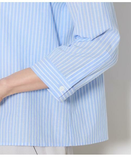 NEWYORKER / ニューヨーカー シャツ・ブラウス | コットンリネンカラミストライプ 7分袖スキッパーシャツ | 詳細4