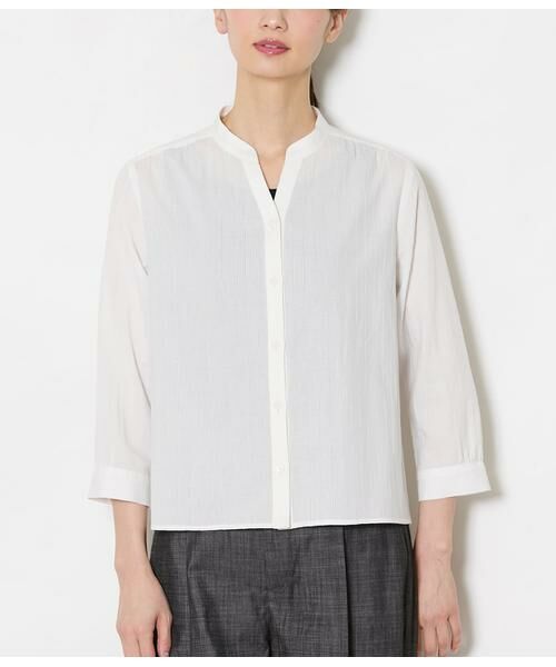 NEWYORKER / ニューヨーカー シャツ・ブラウス | コットンリネンカラミストライプ 7分袖スキッパーシャツ | 詳細8