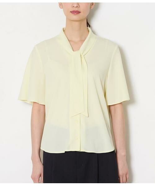 NEWYORKER / ニューヨーカー シャツ・ブラウス | ソフトジョーゼット フレア5分袖ボウタイブラウス | 詳細1