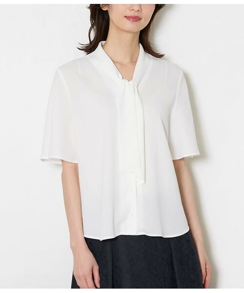 NEWYORKER / ニューヨーカー シャツ・ブラウス | ソフトジョーゼット フレア5分袖ボウタイブラウス | 詳細10
