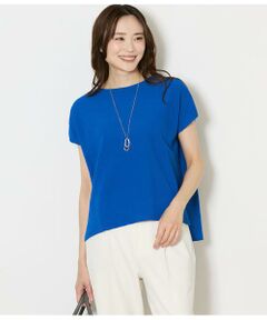 NEWYORKER / ニューヨーカー ニット・セーター | ポリナイロンブークレーホールガーメント(R) フレンチスリーブニットプルオーバー