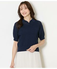 NEWYORKER / ニューヨーカー ニット・セーター | 強撚コットン 透かし編み柄ニットポロ