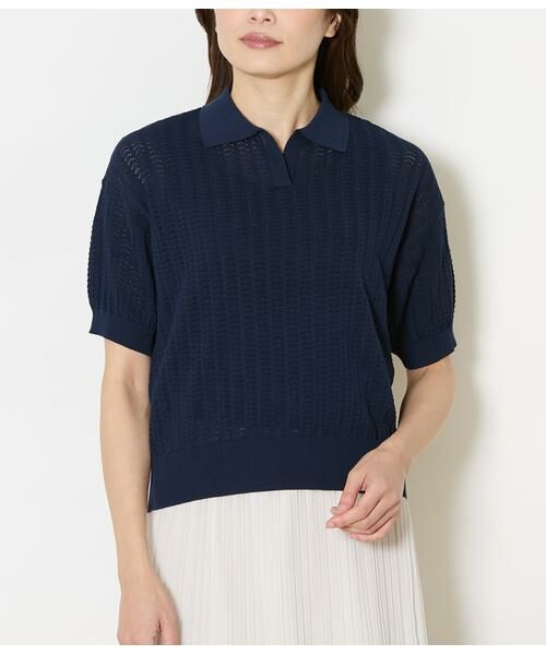 NEWYORKER / ニューヨーカー ニット・セーター | 強撚コットン 透かし編み柄ニットポロ | 詳細11