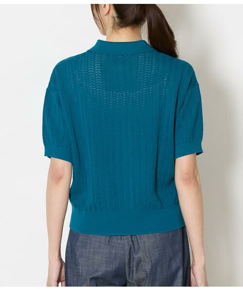 NEWYORKER / ニューヨーカー ニット・セーター | 強撚コットン 透かし編み柄ニットポロ | 詳細2