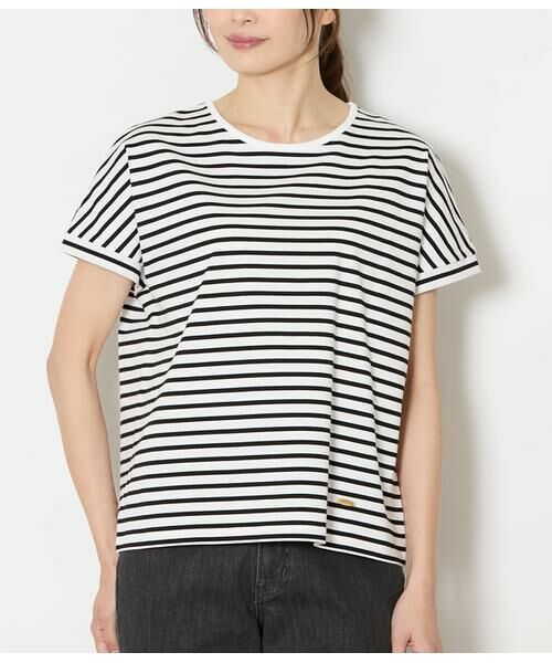 NEWYORKER / ニューヨーカー Tシャツ | コットン天竺 フレンチスリーブボーダーカットソー | 詳細1