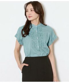NEWYORKER / ニューヨーカー Tシャツ | ウェーブコットン フレンチスリーブフリルブラウス