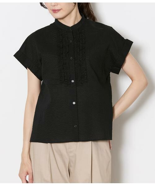 NEWYORKER / ニューヨーカー Tシャツ | ウェーブコットン フレンチスリーブフリルブラウス | 詳細8