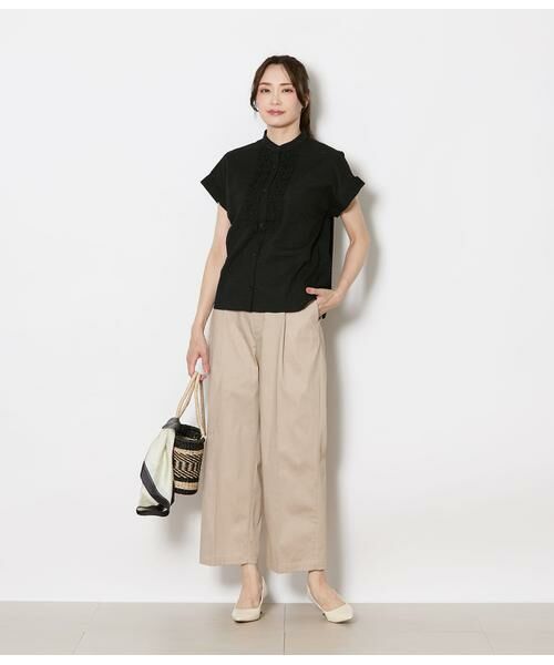 NEWYORKER / ニューヨーカー Tシャツ | ウェーブコットン フレンチスリーブフリルブラウス | 詳細9