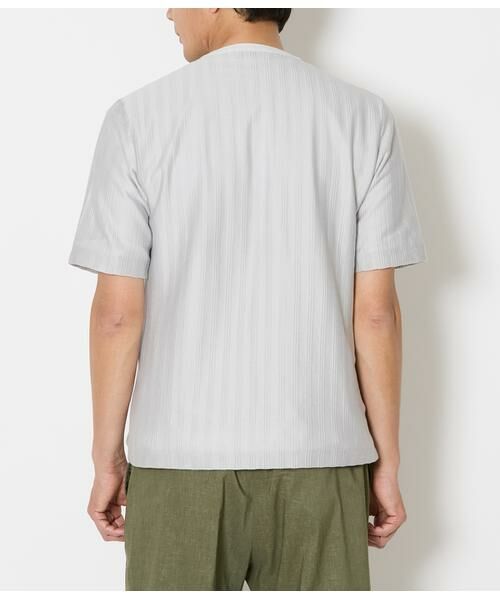 NEWYORKER / ニューヨーカー Tシャツ | ジャカードストライプ ヘンリーネック Tシャツ | 詳細2