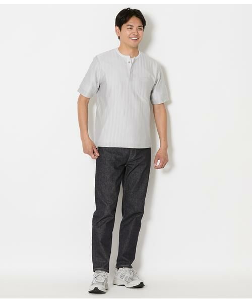 NEWYORKER / ニューヨーカー Tシャツ | ジャカードストライプ ヘンリーネック Tシャツ | 詳細9