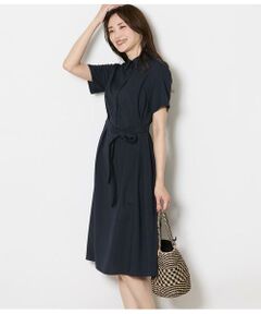 NEWYORKER / ニューヨーカー ミニ丈・ひざ丈ワンピース | 半袖シャツワンピース レディース リネンライク ペチコート付き