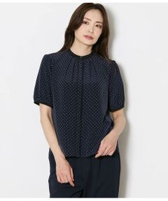 NEWYORKER / ニューヨーカー シャツ・ブラウス | バンドカラードットプリントブラウス レディース イージーケア