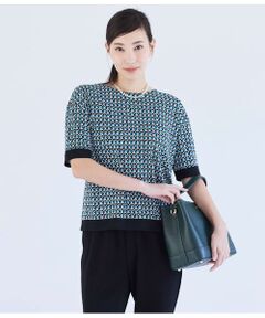 NEWYORKER / ニューヨーカー Tシャツ | 強撚スムースナイトキューブプリント 切替えカットソープルオーバー
