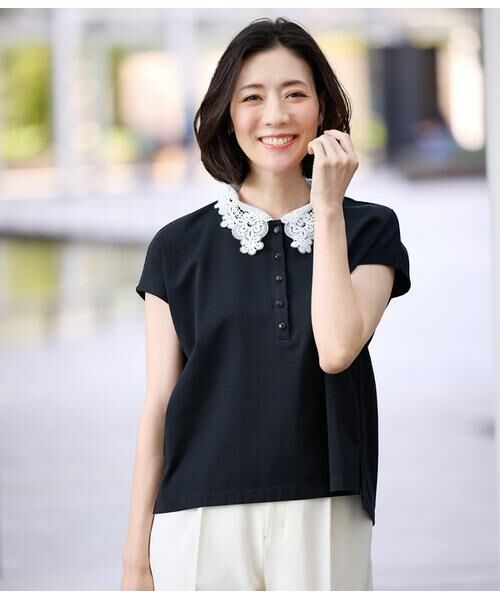 NEWYORKER / ニューヨーカー Tシャツ | プレーディング天竺 レース衿付き2WAYプルオーバー | 詳細18