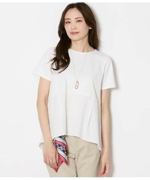 NEWYORKER / ニューヨーカー Tシャツ | プレーディング天竺 裾切替えカットソー（ホワイト）