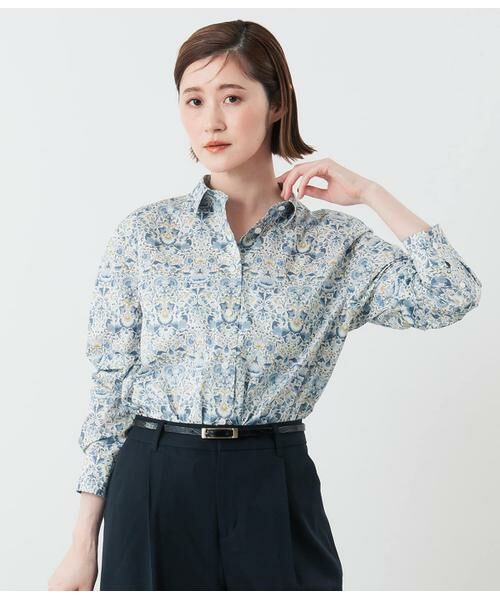 NEWYORKER / ニューヨーカー シャツ・ブラウス | リバティLoddenプリント レギュラーカラー長袖シャツ（ブルー）