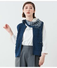 NEWYORKER / ニューヨーカー ベスト | ハニカム調ケーブル ジップニットベスト