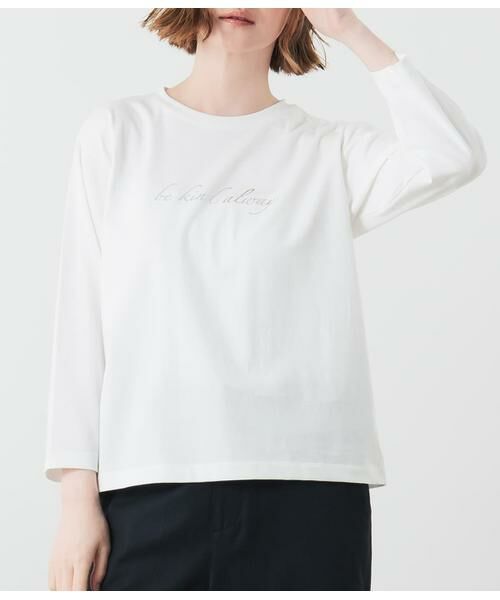 NEWYORKER / ニューヨーカー カットソー | be kind always 箔プリント7分袖Tシャツ | 詳細1