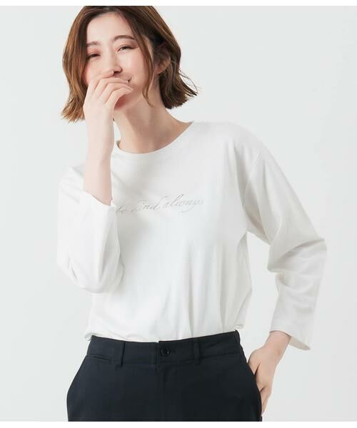 NEWYORKER / ニューヨーカー カットソー | be kind always 箔プリント7分袖Tシャツ | 詳細9