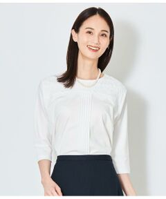 NEWYORKER / ニューヨーカー カットソー | シルケットスムース ヨークレース7分袖カットソー