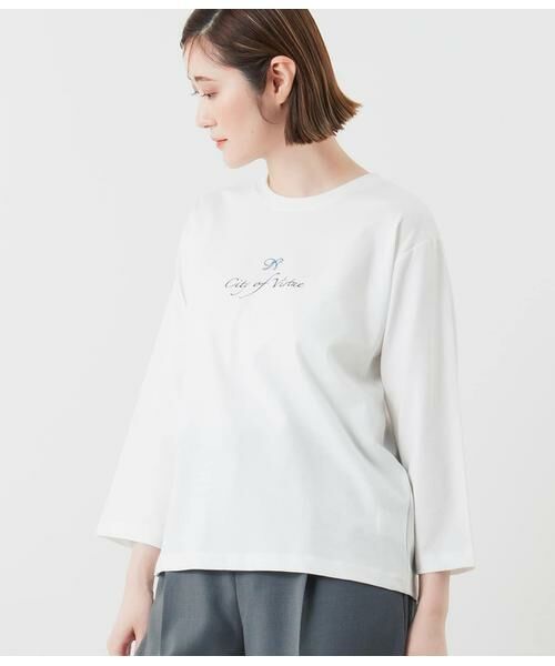 NEWYORKER / ニューヨーカー カットソー | N刺繍プリント7分袖Tシャツ | 詳細8