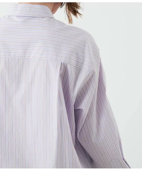 NEWYORKER / ニューヨーカー シャツ・ブラウス | コットンポプリンストライプ レギュラーカラー長袖シャツ(ラベンダー) | 詳細7
