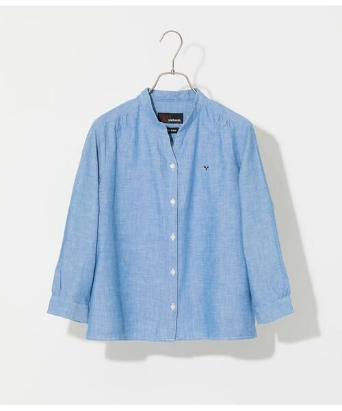 NEWYORKER / ニューヨーカー シャツ・ブラウス | ダンガリー スキッパー7分袖シャツ（ブルー）