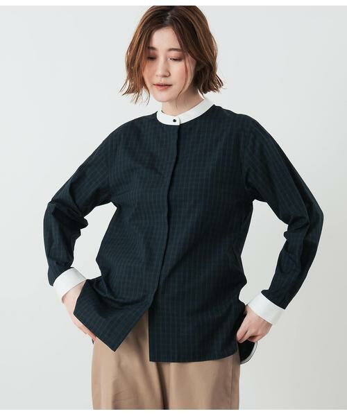 NEWYORKER / ニューヨーカー シャツ・ブラウス | コットンローンブラックウォッチ クレリックスタンドカラーシャツ | 詳細11