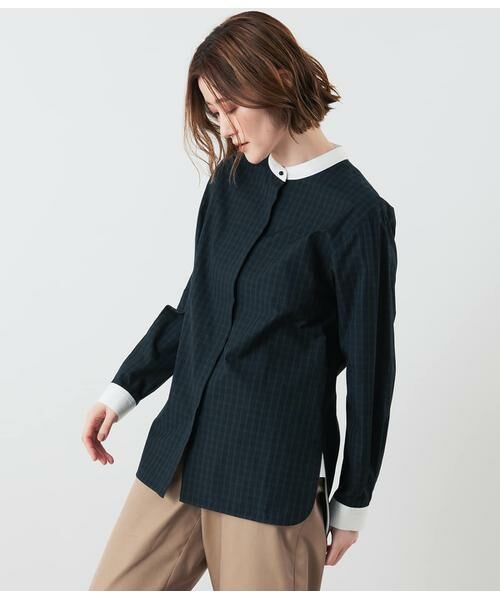 NEWYORKER / ニューヨーカー シャツ・ブラウス | コットンローンブラックウォッチ クレリックスタンドカラーシャツ | 詳細13