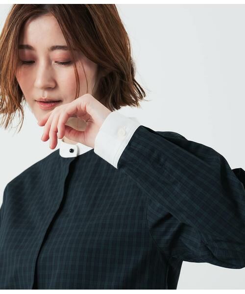 NEWYORKER / ニューヨーカー シャツ・ブラウス | コットンローンブラックウォッチ クレリックスタンドカラーシャツ | 詳細5