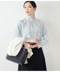 NEWYORKER L-SIZE / ニューヨーカー エルサイズ シャツ・ブラウス | ミニドットデシン フリルスタンドギャザーブラウス