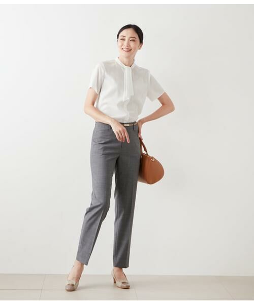 NEWYORKER L-SIZE / ニューヨーカー エルサイズ シャツ・ブラウス | ミニドットデシン 2WAYボウタイ半袖ブラウス | 詳細13