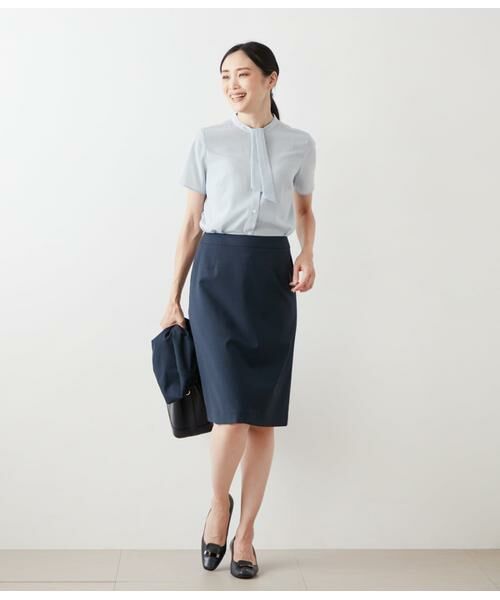 NEWYORKER L-SIZE / ニューヨーカー エルサイズ シャツ・ブラウス | ミニドットデシン 2WAYボウタイ半袖ブラウス | 詳細8