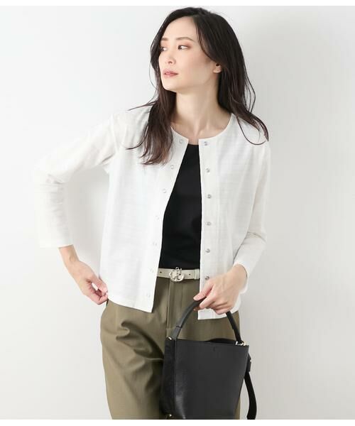 NEWYORKER L-SIZE/ニューヨーカー エルサイズ コットンポリエステルボーダー 前後2WAYカットソー ホワイト L15号 NEWYORKER L-SIZE/ニューヨーカー エルサイズ コットンポリエステルボーダー 前後2WAYカットソー ホワイト L15号