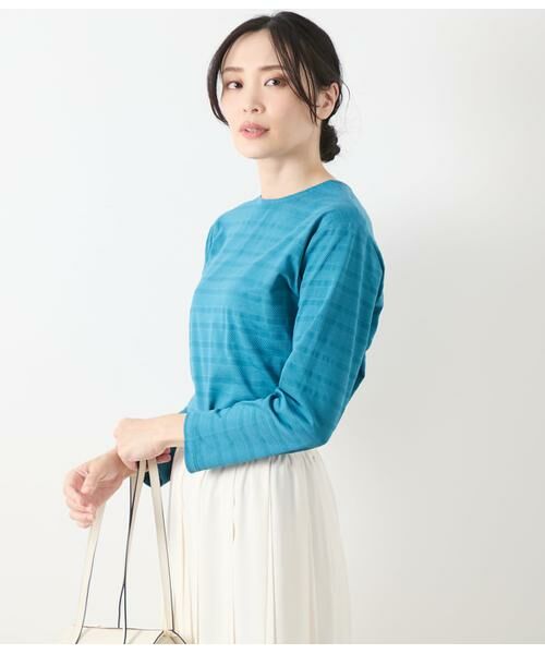 NEWYORKER L-SIZE/ニューヨーカー エルサイズ コットンポリエステルボーダー 前後2WAYカットソー ボトルグリーン L17号 NEWYORKER L-SIZE/ニューヨーカー エルサイズ コットンポリエステルボーダー 前後2WAYカットソー ボトルグリーン L17号