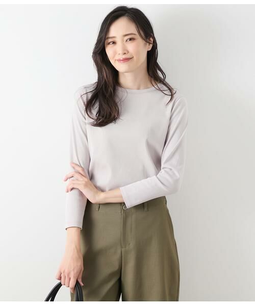 NEWYORKER L-SIZE/ニューヨーカー エルサイズ ガス焼き強撚フライス ラウンドネックプルオーバー ライトグレー L17号 NEWYORKER L-SIZE/ニューヨーカー エルサイズ ガス焼き強撚フライス ラウンドネックプルオーバー ライトグレー L17号