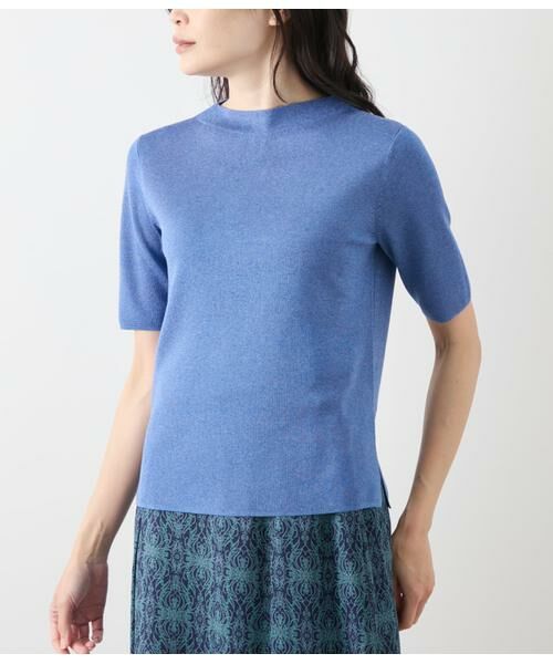 NEWYORKER L-SIZE / ニューヨーカー エルサイズ ニット・セーター | ヴィスコースポリエステル ビルドネック5分袖プルオーバー | 詳細1