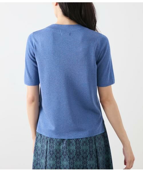 NEWYORKER L-SIZE / ニューヨーカー エルサイズ ニット・セーター | ヴィスコースポリエステル ビルドネック5分袖プルオーバー | 詳細2