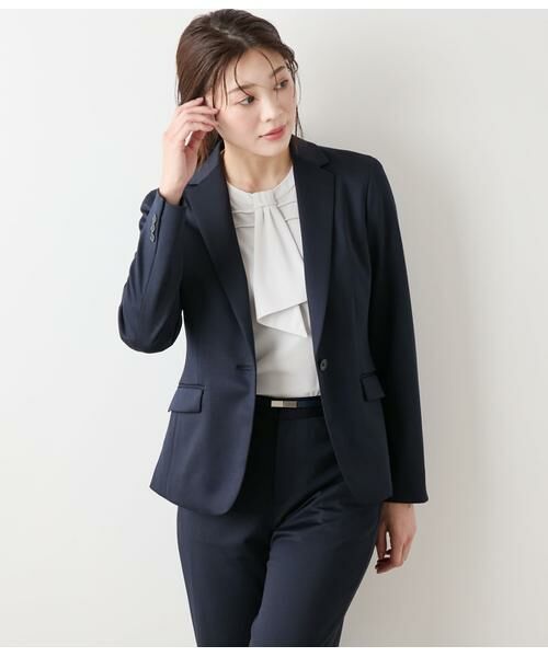 NEWYORKER L-SIZE/ニューヨーカー エルサイズ モクロディクリア ノッチドラペル1釦ジャケット ネイビー L15号 NEWYORKER L-SIZE/ニューヨーカー エルサイズ モクロディクリア ノッチドラペル1釦ジャケット ネイビー L15号