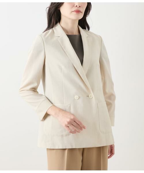 NEWYORKER L-SIZE / ニューヨーカー エルサイズ テーラードジャケット | ドライライトクロス Wブレストジャケット | 詳細1