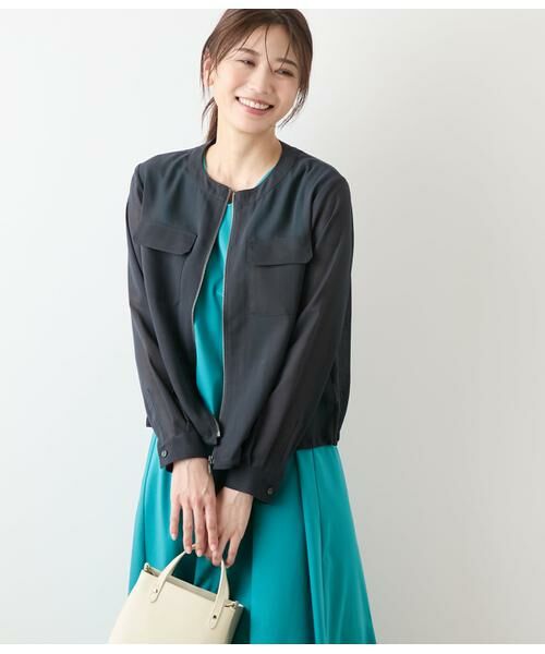 NEWYORKER L-SIZE/ニューヨーカー エルサイズ リサイクルポリエステルシアーローン ジップアップブルゾン ダークグレー L15号 NEWYORKER L-SIZE/ニューヨーカー エルサイズ リサイクルポリエステルシアーローン ジップアップブルゾン ダークグレー L15号